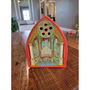 Vintage Tin J. Chein Wind Up Musical Organ Toy works